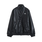 Matte Leather Bomber Jacket