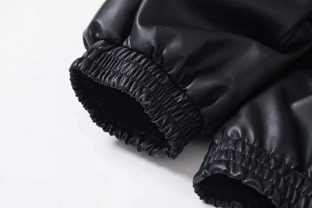 Matte Leather Bomber Jacket