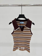 Sienna Striped Sleeveless Polo Top