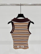 Sienna Striped Sleeveless Polo Top