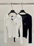 Whitney Cable-Knit Collared Top