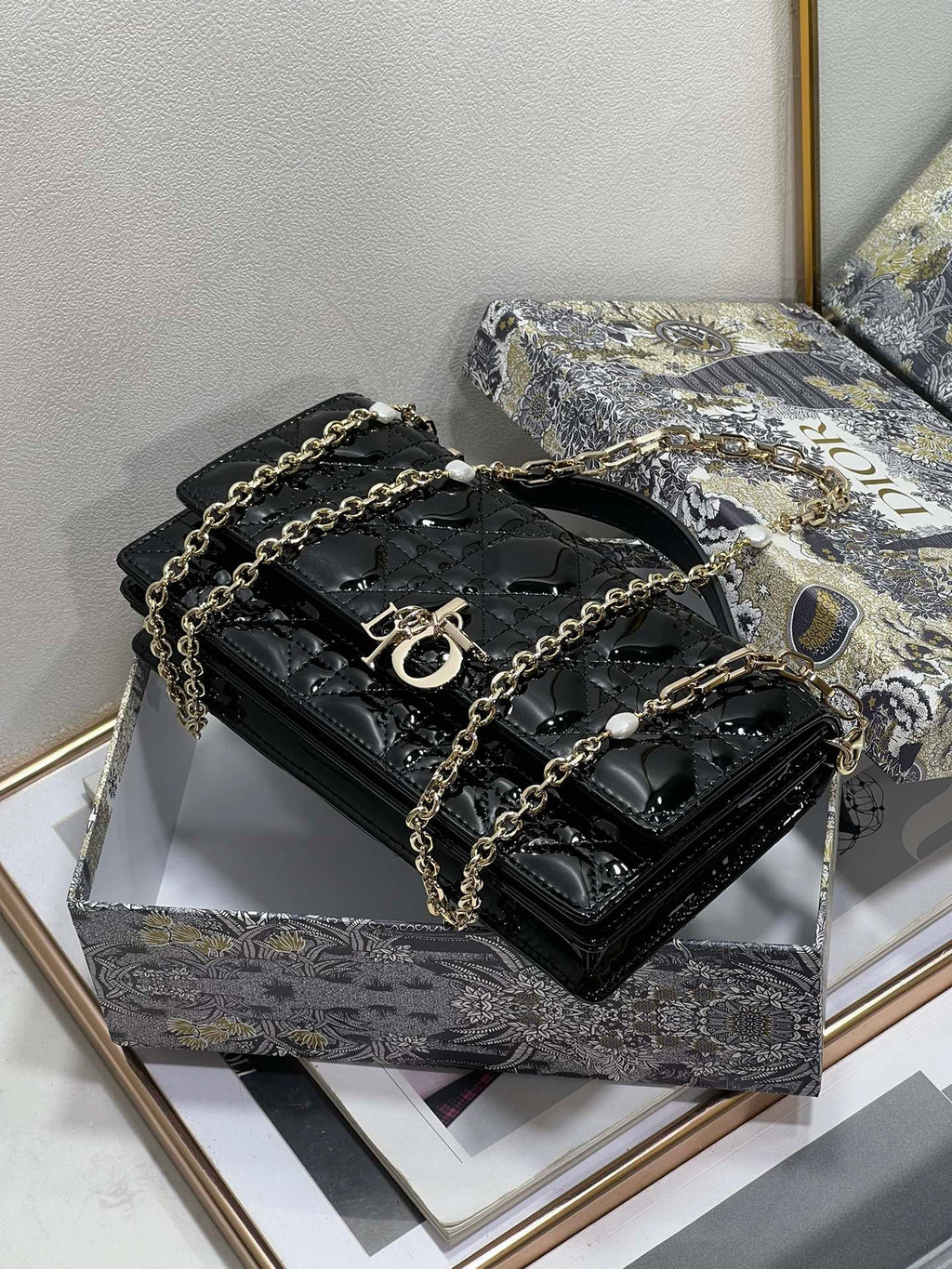Glossy Quilted Patent Bag